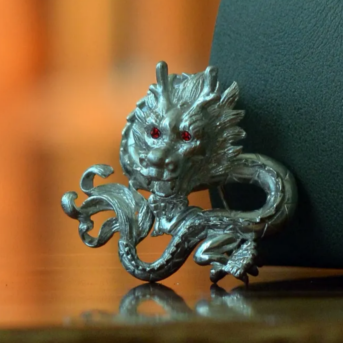 Dragon Brooch Pendant | 925 Silver & Ruby Eyes | Handmade Mythic Totem Jewelry Gift for Men