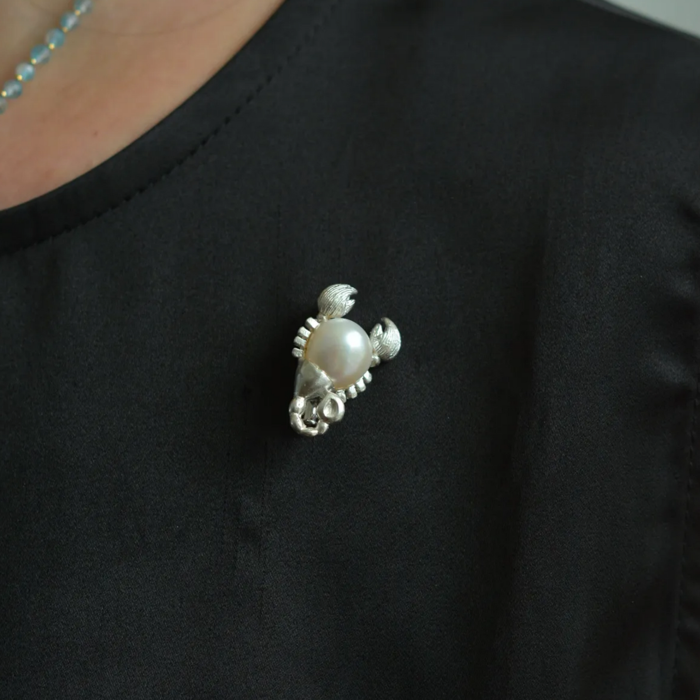 925 Silver Scorpio Brooch Pendant | Zodiac Pearl Jewelry | Handmade Astrology Amulet | Gift for Scorpio Women or Men