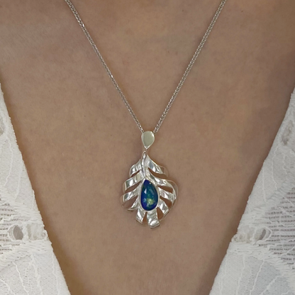 Feather Pendant Necklace in 925 Silver with Hand-Painted Enamel Drop | Symbol of Intuition & Spiritual Freedom | Gift for Her