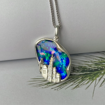 Fairytale Castle Pendant | 925 Silver & Enamel Necklace | Handmade Dreamy Gift for Her
