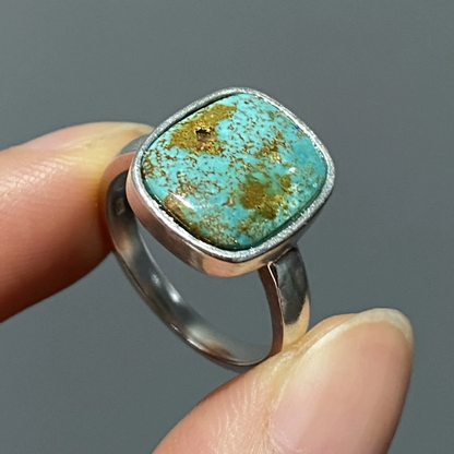 Raw Turquoise Ring in 925 Silver | Handmade Natural Stone Jewelry | Unisex Boho Healing Gift