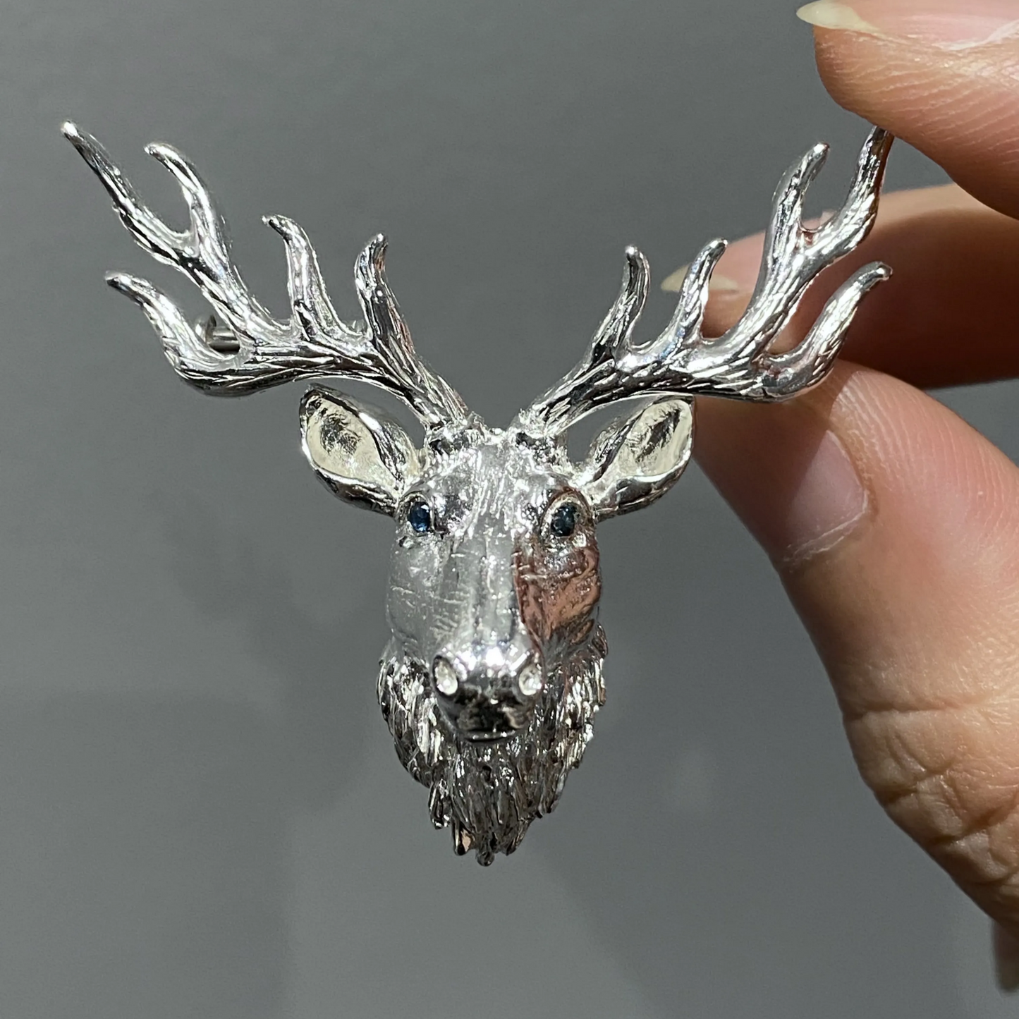 Deer Head Brooch Pendant | 925 Silver Forest Totem | Handmade Nature Jewelry Gift for Men & Nature Lovers