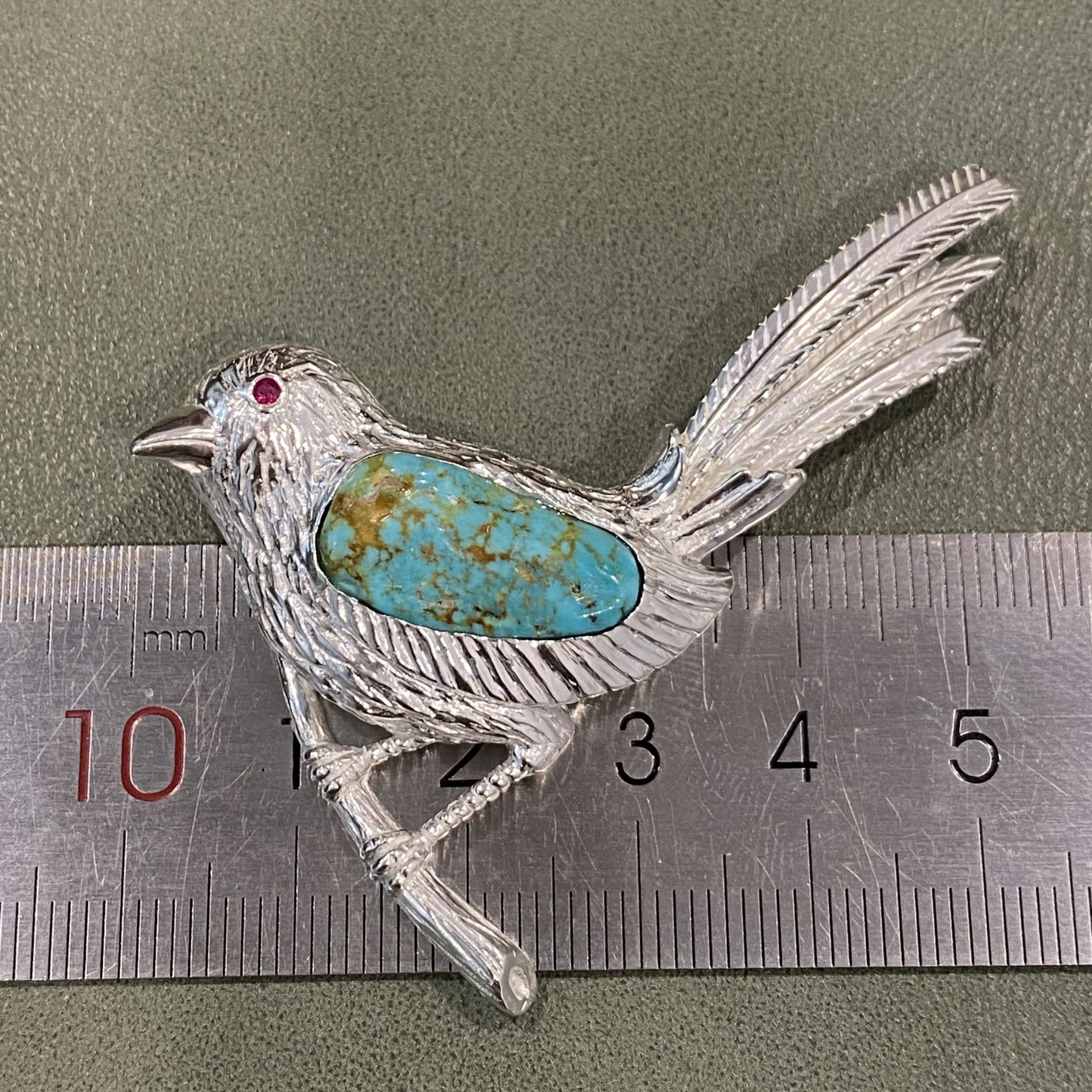 Magpie Brooch Pendant in 925 Silver & Natural Turquoise | Handmade Bird Totem Jewelry | Gift for Her or Nature Lovers