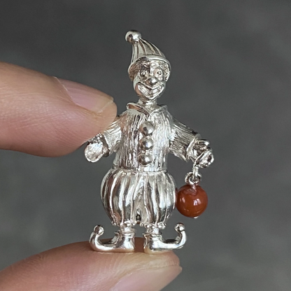 Clown Brooch Pendant | 925 Silver Crystal Jewelry | Handmade Vintage Gift for Him or Her