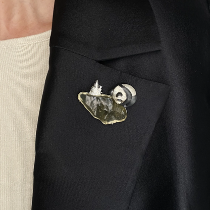 Panda Brooch Pendant in 925 Silver & Natural Glass | Handmade Animal Totem Jewelry | Nature Lover Gift for Her