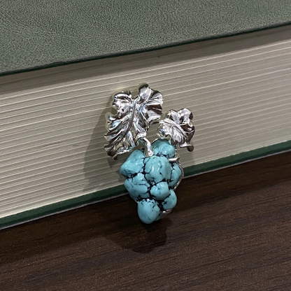 Turquoise Grape Necklace | Handmade 925 Silver Pendant | Nature-Inspired Gift for Her