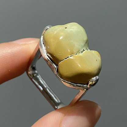 Raw Turquoise Ring | 925 Silver Square Design | Handmade Minimalist Statement Jewelry Gift for Him or Her