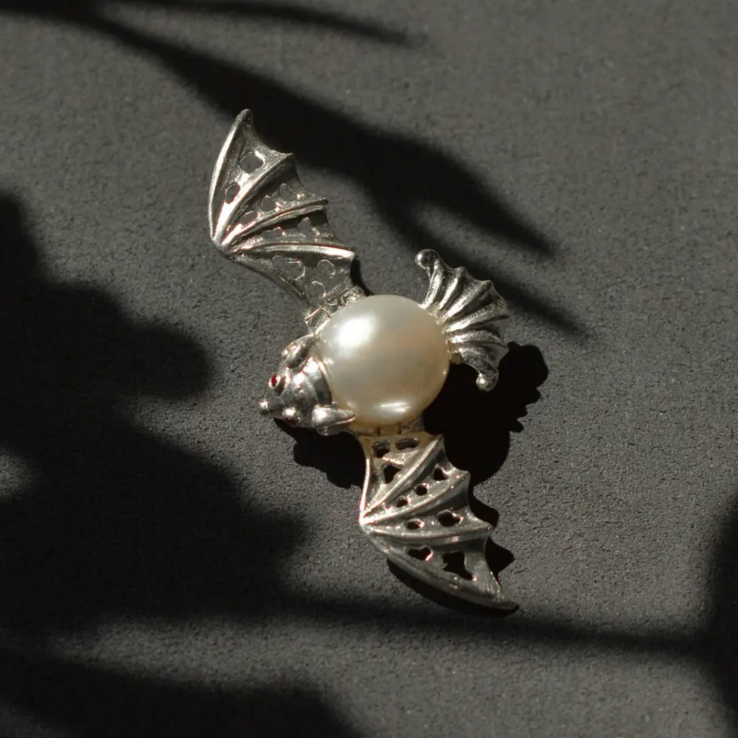 Bat Brooch Pendant | 925 Silver & Freshwater Pearl | Handmade Gothic Totem Jewelry Gift for Protection & Insight