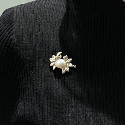 Cancer Brooch Pendant | 925 Silver & Natural Pearl | Handmade Zodiac Gift for Emotional Balance & Love