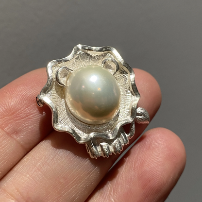 Leo Zodiac Brooch Pendant 2-in-1 | 925 Silver & Pearl | Handmade Astrology Gift for Her