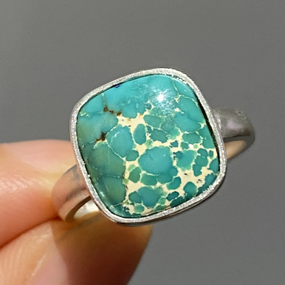 Raw Turquoise Ring in 925 Silver | Handmade Natural Stone Jewelry | Unisex Boho Healing Gift