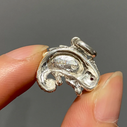 925 Silver Chameleon Pendant | Ruby Eye Totem Necklace | Handmade Enamel Animal Jewelry Gift for Her or Him