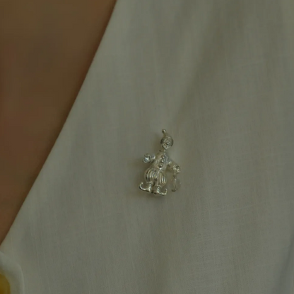 Clown Brooch Pendant | 925 Silver Crystal Jewelry | Handmade Vintage Gift for Him or Her