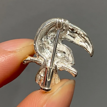Toucan Brooch Pendant | 925 Silver & Ruby | Handmade Bird Totem Jewelry Gift for Animal Lovers