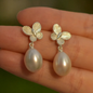 Butterfly Pearl Earrings | 925 Silver Handmade Studs | Elegant Gift for Her