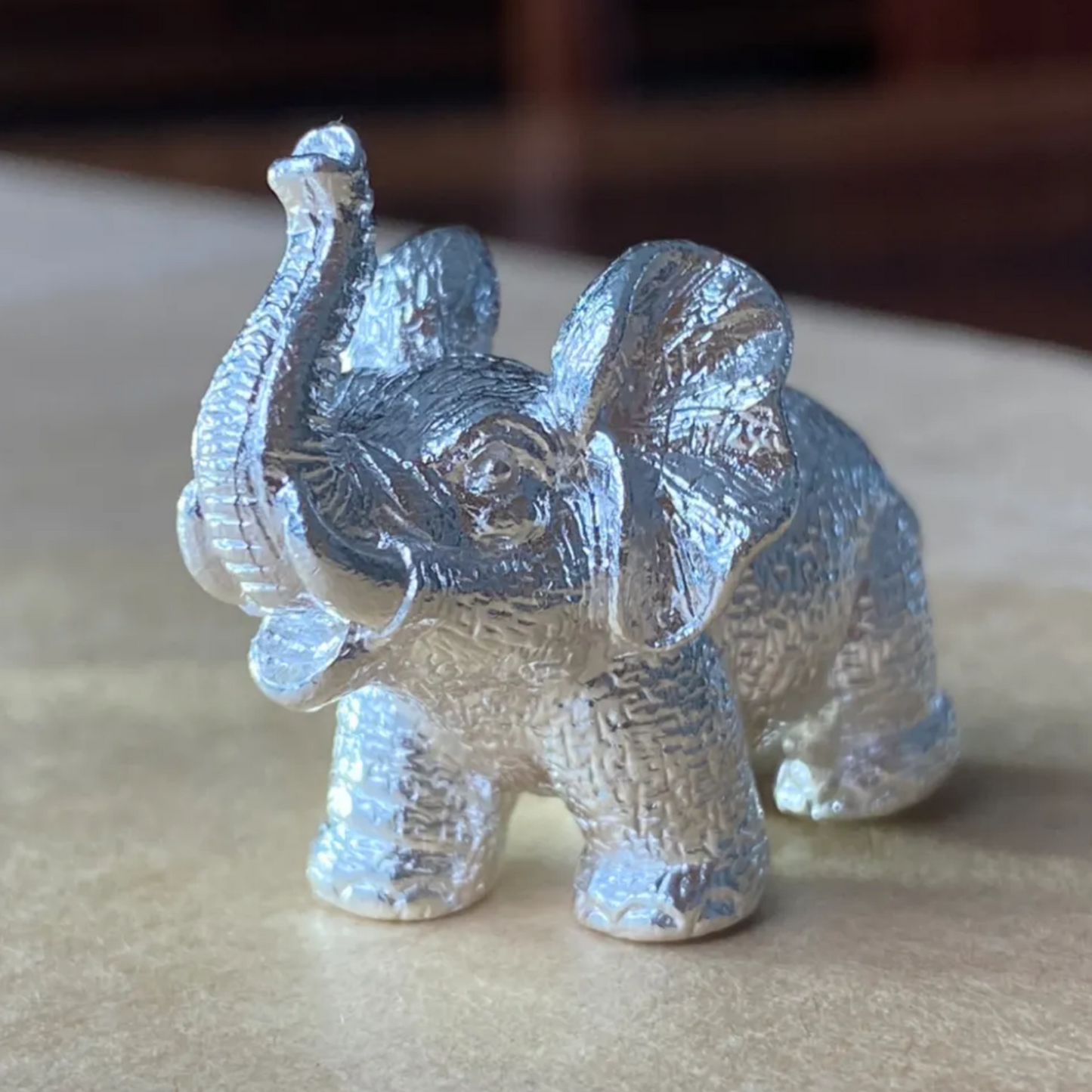 Solid 925 Silver Elephant Figurine | Lucky Animal Sculpture | Symbol of Strength & Wisdom | Home Decor Gift for Him or Her