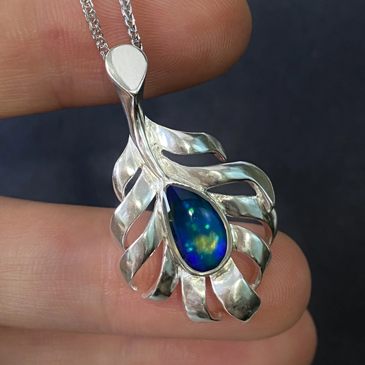 Feather Pendant Necklace in 925 Silver with Hand-Painted Enamel Drop | Symbol of Intuition & Spiritual Freedom | Gift for Her