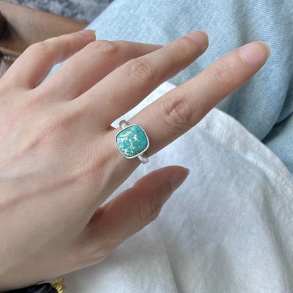 Raw Turquoise Ring in 925 Silver | Handmade Natural Stone Jewelry | Unisex Boho Healing Gift