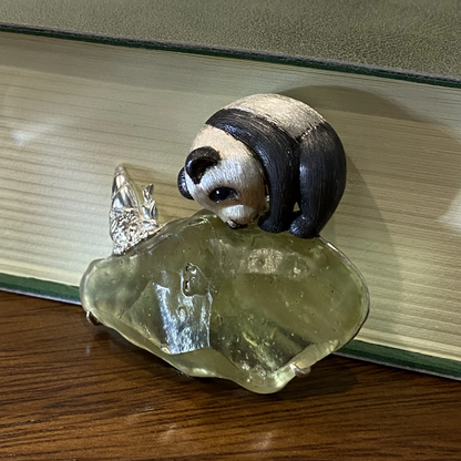 Panda Brooch Pendant in 925 Silver & Natural Glass | Handmade Animal Totem Jewelry | Nature Lover Gift for Her