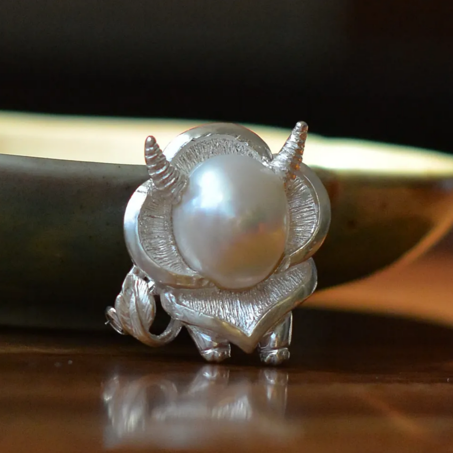 Taurus Zodiac Brooch Pendant | 925 Silver Pearl Amulet | Handmade Astrology Jewelry Gift for Her or Him