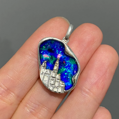 Fairytale Castle Pendant | 925 Silver & Enamel Necklace | Handmade Dreamy Gift for Her