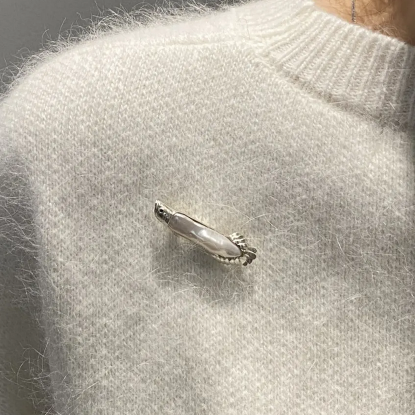 925 Silver Arowana Fish Brooch Pendant | Pearl & Sapphire Jewelry | Handmade Lucky Charm Gift for Success & Protection