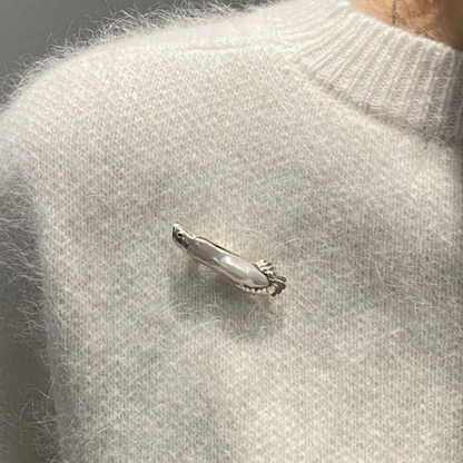 925 Silver Arowana Fish Brooch Pendant | Pearl & Sapphire Jewelry | Handmade Lucky Charm Gift for Success & Protection