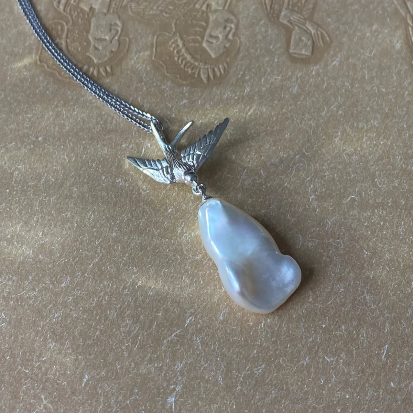925 Silver Swallow Pearl Pendant | Handmade Bird Necklace | Natural Baroque Pearl Jewelry | Emotional Gift for Women