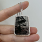 Natural Rutile Quartz Pendant | 925 Silver Tourmalinated Necklace | Raw Crystal Healing Jewelry Gift for Her or Him