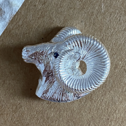 Aries Brooch Pendant | 925 Silver Ram Head | Handmade Zodiac Gift for Courage & New Beginnings