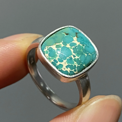 Raw Turquoise Ring in 925 Silver | Handmade Natural Stone Jewelry | Unisex Boho Healing Gift