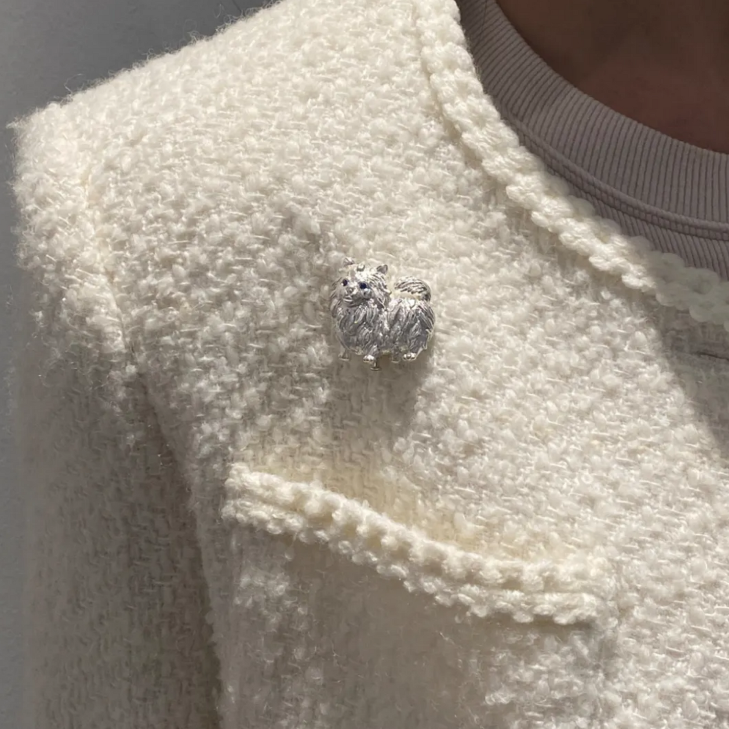 925 Silver Dog Brooch Pendant | Pomeranian Jewelry | Sapphire Eyes Pin | Handmade Gift for Pet Lovers & Friends