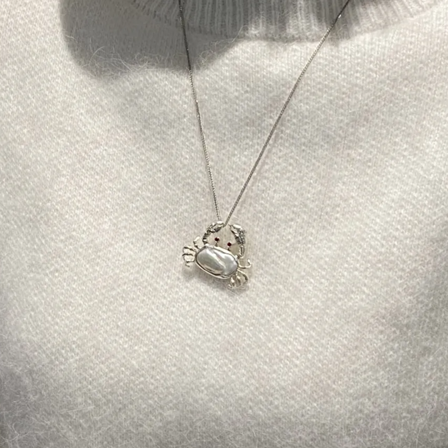 925 Silver Crab Brooch Pendant | Baroque Pearl & Sapphire Jewelry | Ocean Amulet Gift for Women