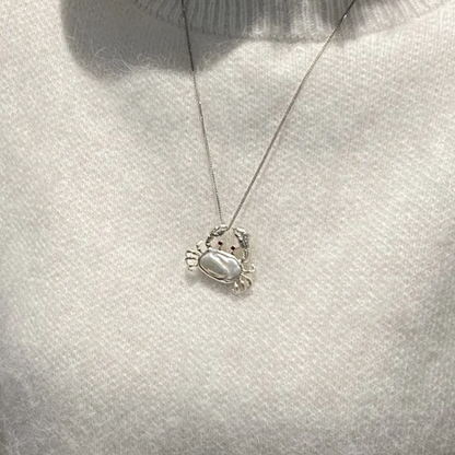 925 Silver Crab Brooch Pendant | Baroque Pearl & Sapphire Jewelry | Ocean Amulet Gift for Women