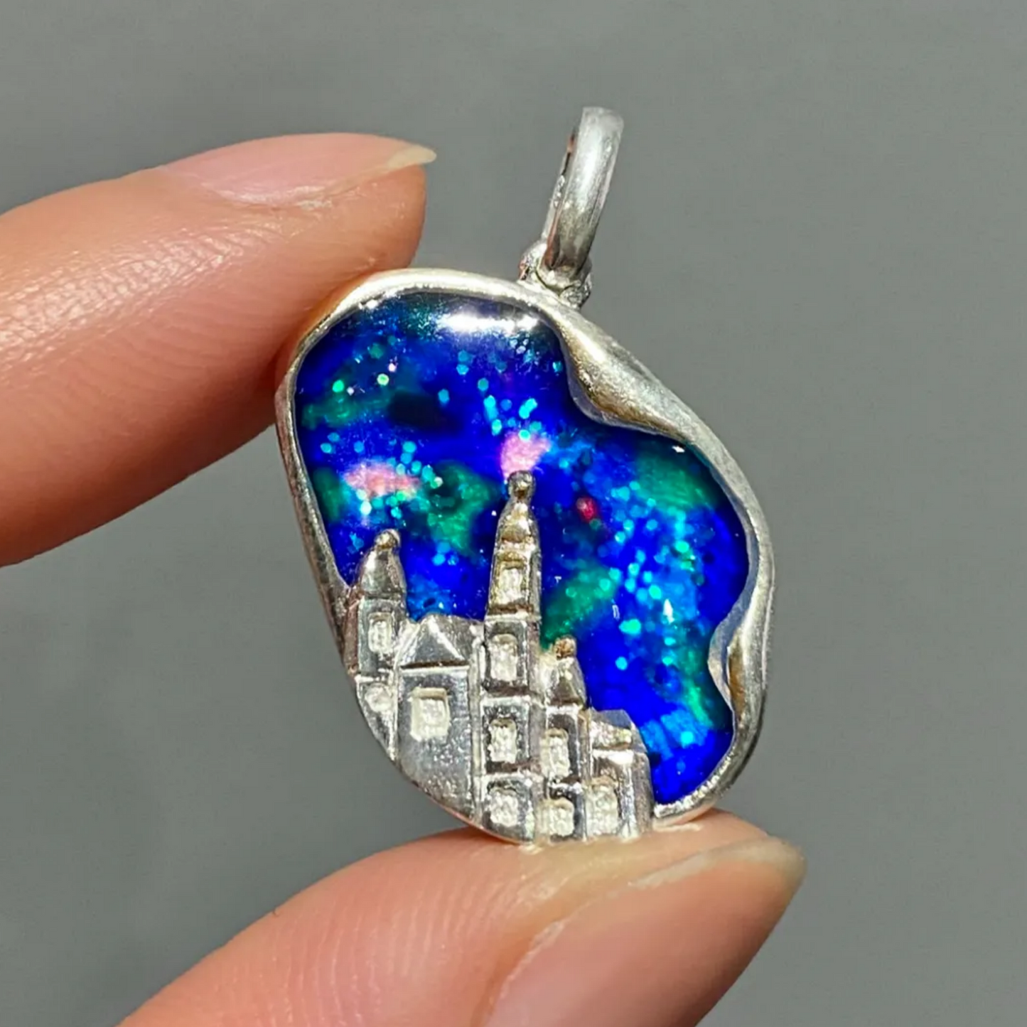 Fairytale Castle Pendant | 925 Silver & Enamel Necklace | Handmade Dreamy Gift for Her