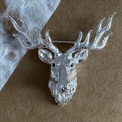 Deer Head Brooch Pendant | 925 Silver Forest Totem | Handmade Nature Jewelry Gift for Men & Nature Lovers