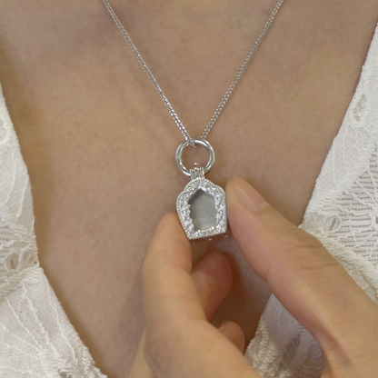 925 Silver Amulet Pendant with Temple Frame & Acrylic Window | Openable Locket for Prayer Notes or Blessings | Spiritual Gift for Her or Him