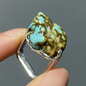 Raw Turquoise Ring | 925 Silver Square Design | Handmade Minimalist Statement Jewelry Gift for Him or Her