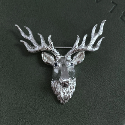 Deer Head Brooch Pendant | 925 Silver Forest Totem | Handmade Nature Jewelry Gift for Men & Nature Lovers