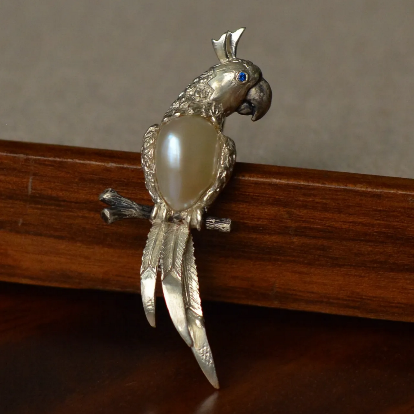 Parrot Brooch Pendant 2-in-1 | 925 Silver & Pearl | Handmade Nature Gift for Her