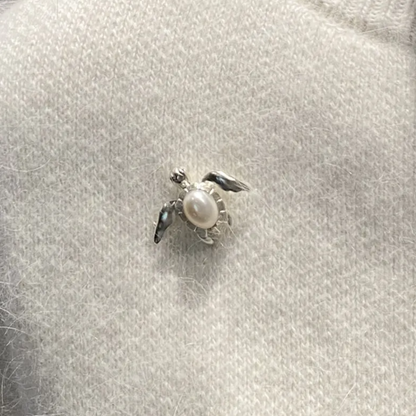 925 Silver Turtle Brooch Pendant | Pearl & Ruby Handmade Jewelry | Ocean Totem Gift for Creators & Dreamers