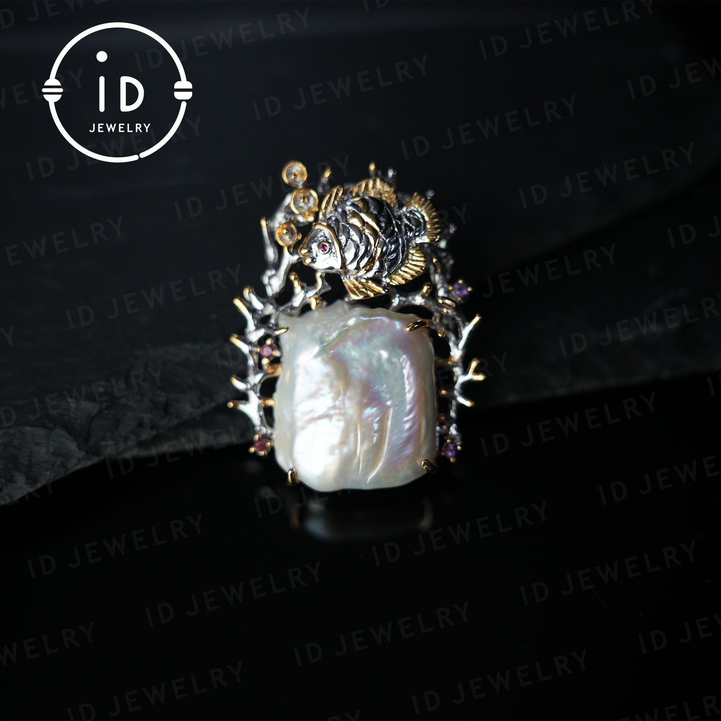 Baroque Pearl Goldfish Brooch Pendant | Handmade Artistic Jewelry | Ocean Theme Jewelry| Vintage Design | Brooch & Pendant Combo