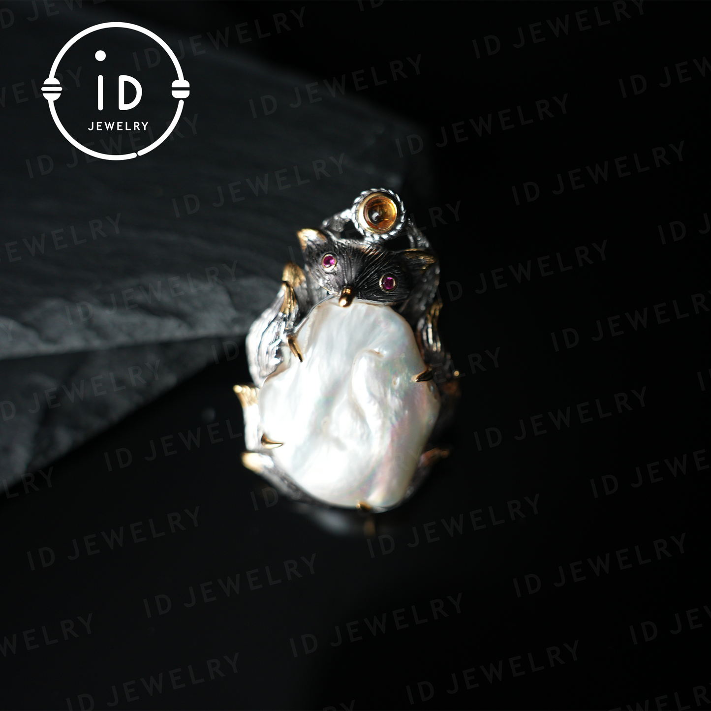 Fox Brooch Pendant | Baroque Pearl Jewelry | Handmade Animal Brooch | Vintage Fox Pendant | Gift for Animal Lovers