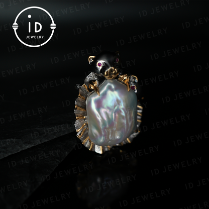 Leopard Brooch Pendant | Handmade Baroque Pearl Jewelry | Dual-use Brooch Pendant | Animal Art Jewelry | Fantasy Gift | Protective Amulet