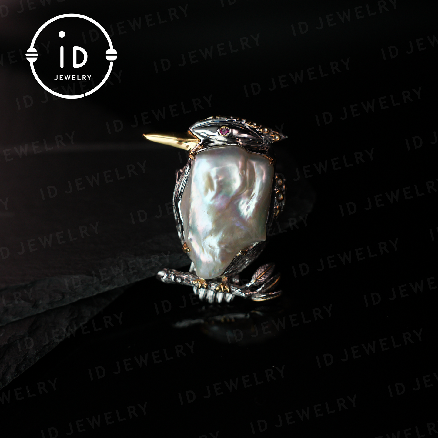 Bird Brooch Pendant | Baroque Freshwater Pearl Jewelry | Handmade Animal Brooch | Gold Plated Silver Accessory