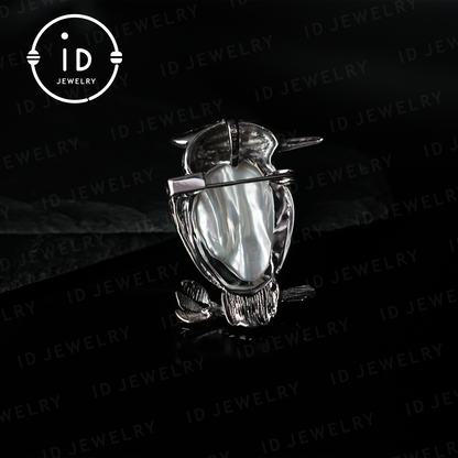 Bird Brooch Pendant | Baroque Freshwater Pearl Jewelry | Handmade Animal Brooch | Gold Plated Silver Accessory