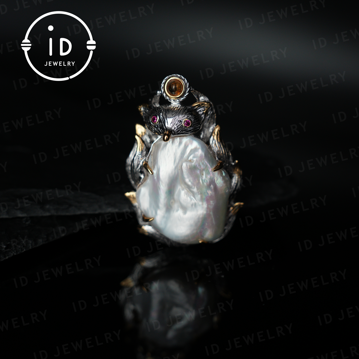 Fox Brooch Pendant | Baroque Pearl Jewelry | Handmade Animal Brooch | Vintage Fox Pendant | Gift for Animal Lovers