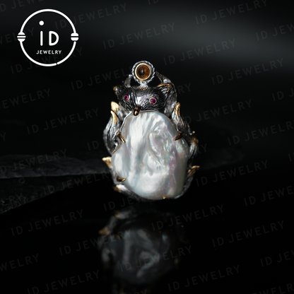 Fox Brooch Pendant | Baroque Pearl Jewelry | Handmade Animal Brooch | Vintage Fox Pendant | Gift for Animal Lovers