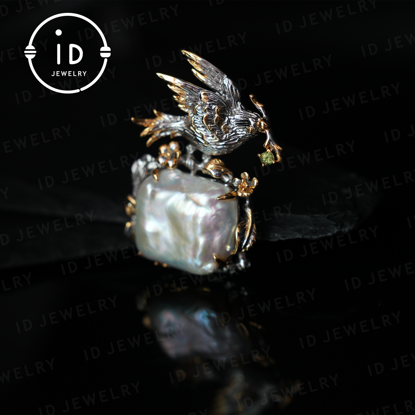 Baroque Pearl Bird Pendant | Handmade Fantasy Nature Jewelry | Artistic Statement Pendant | Gift for Women