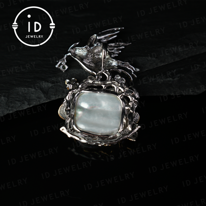 Baroque Pearl Bird Pendant | Handmade Fantasy Nature Jewelry | Artistic Statement Pendant | Gift for Women